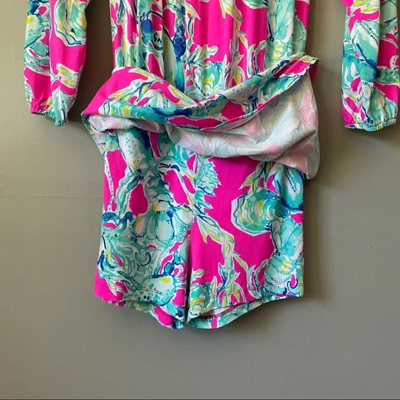 Lilly Pulitzer Lana Skort Romper Razberry Lobsters In Love - Picture 6 of 7